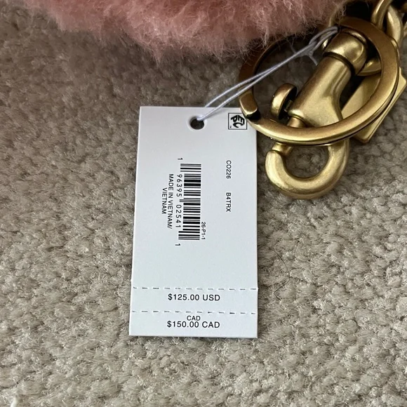Coach Pink Shearling Bag with long leather and short multicolor shearling Strap - Picture 6 of 8